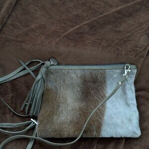 Ash Gray and Brown Crossbody Bag